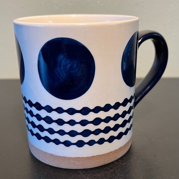 POTTER'S STUDIO White Ceramic Mug with Large Indigo Cobalt Blue Polka Dots - Picture 3 of 7